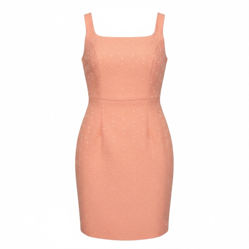 The Limited Peach Textured Square-Neck Sheath Dress